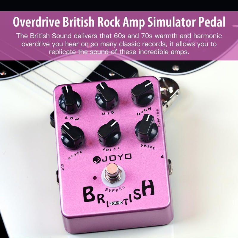 JOYO Overdrive British Rock Amp Simulator Pedal Brit-Rock Era Bluesbreaker Overload for Electric Guitar Effect - Bypass (British Sound JF-16) - Image 2